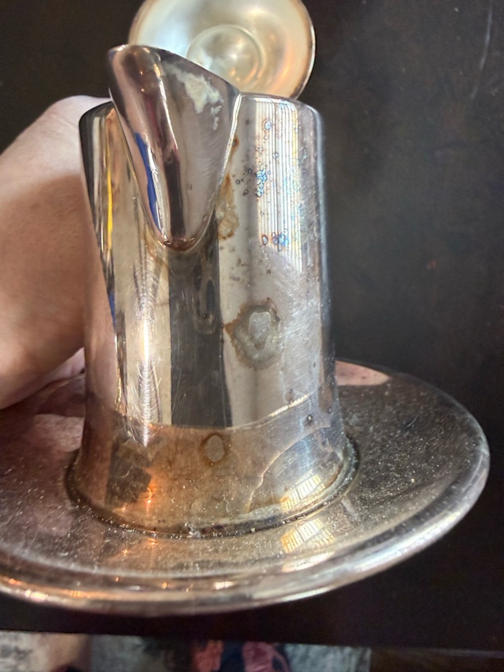Vintage Silver Creamer Saucer - Silver - Picture 7 of 7